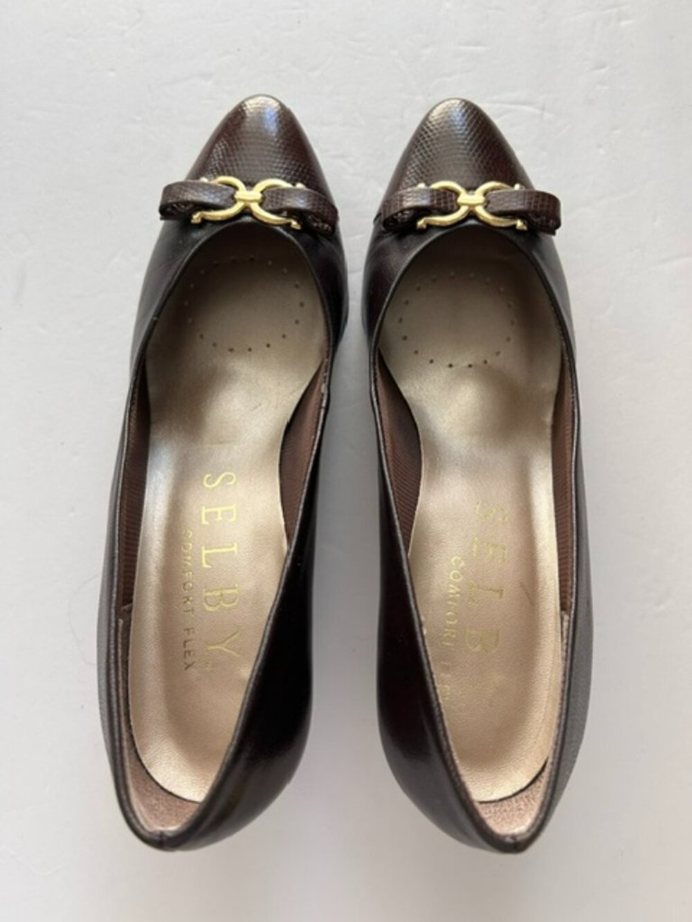 Vintage Selby Women's Brown Leather Pumps, Size 7.5M